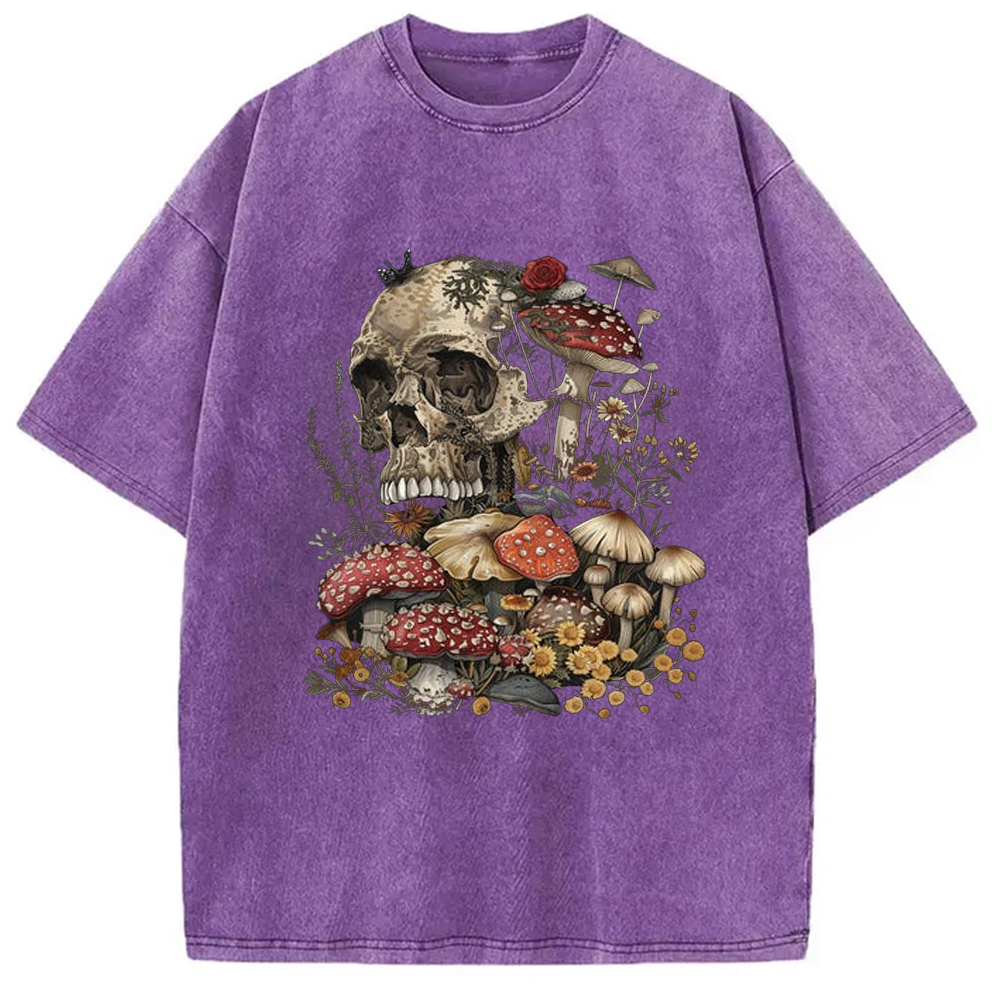 Modecanvas Skull Mushroom Goblincore Washed T-Shirt