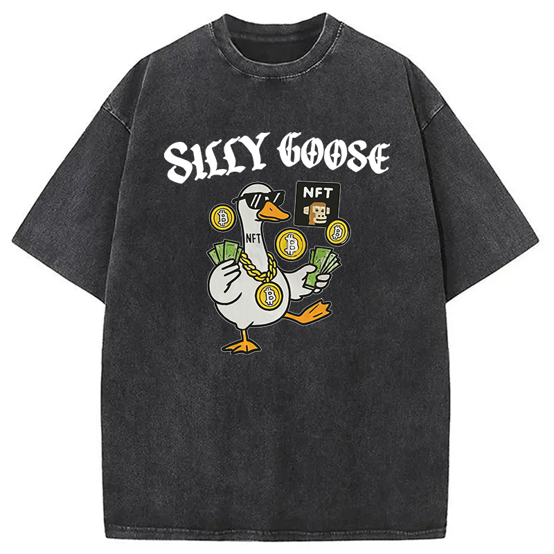 Modecanvas Silly Goose Crypto Bro NFT DTG Printing Washed T-Shirt