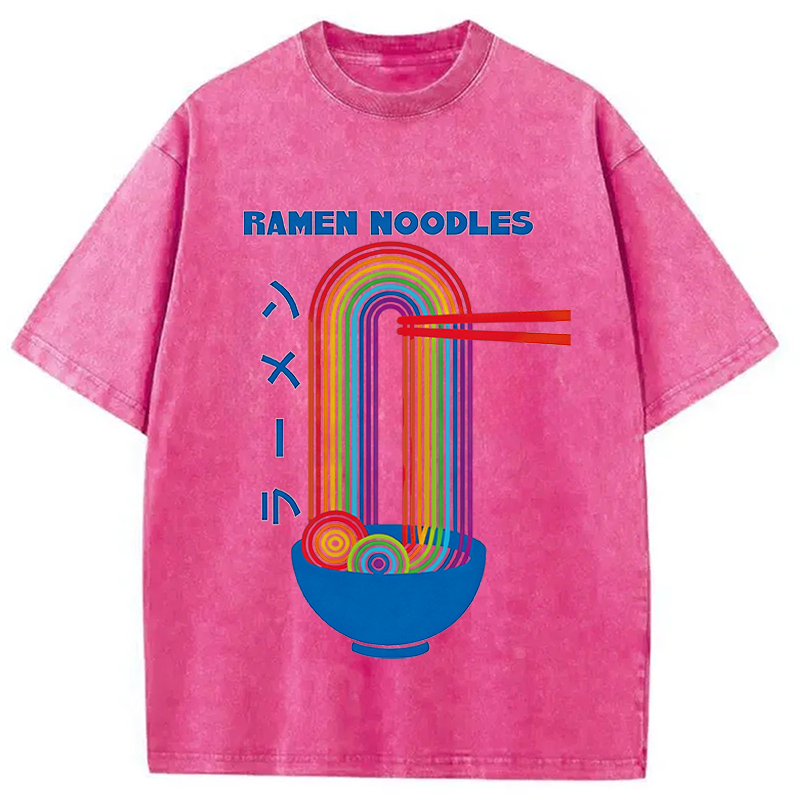 Modecanvas Ramen Rainbow DTG Printing Washed T-Shirt