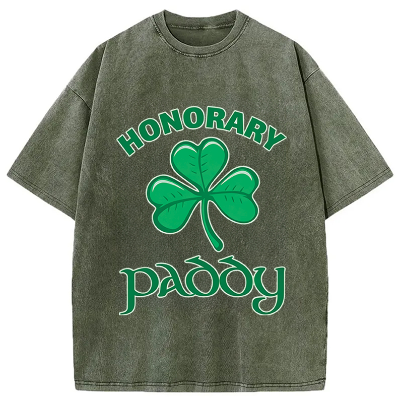 Modecanvas Honorary Paddy St Patricks Day DTG Printing Washed T-Shirt