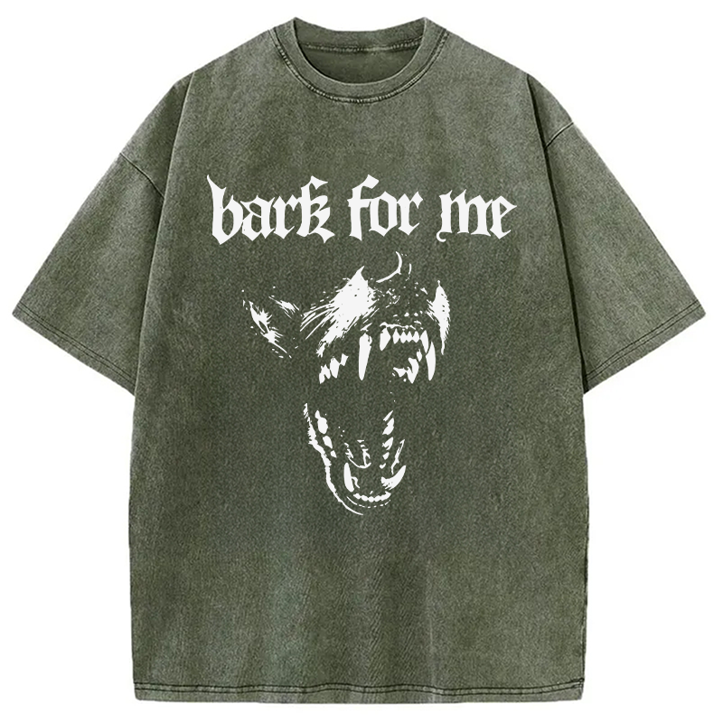 Modecanvas Wolf Back For Me DTG Printing Washed T-Shirt-modecanvas