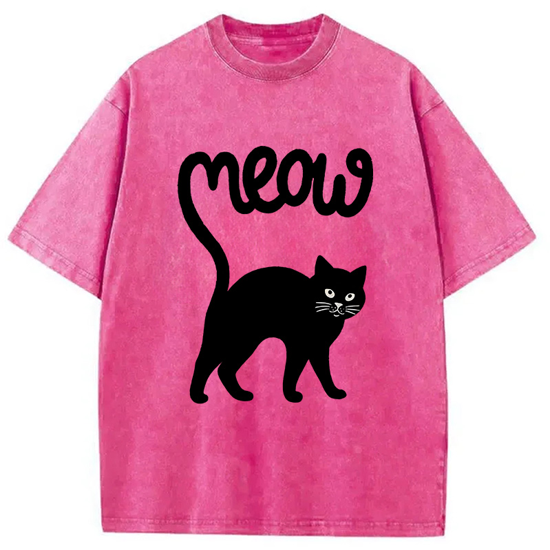 Modecanvas Funny Cat Tail Washed T-Shirt