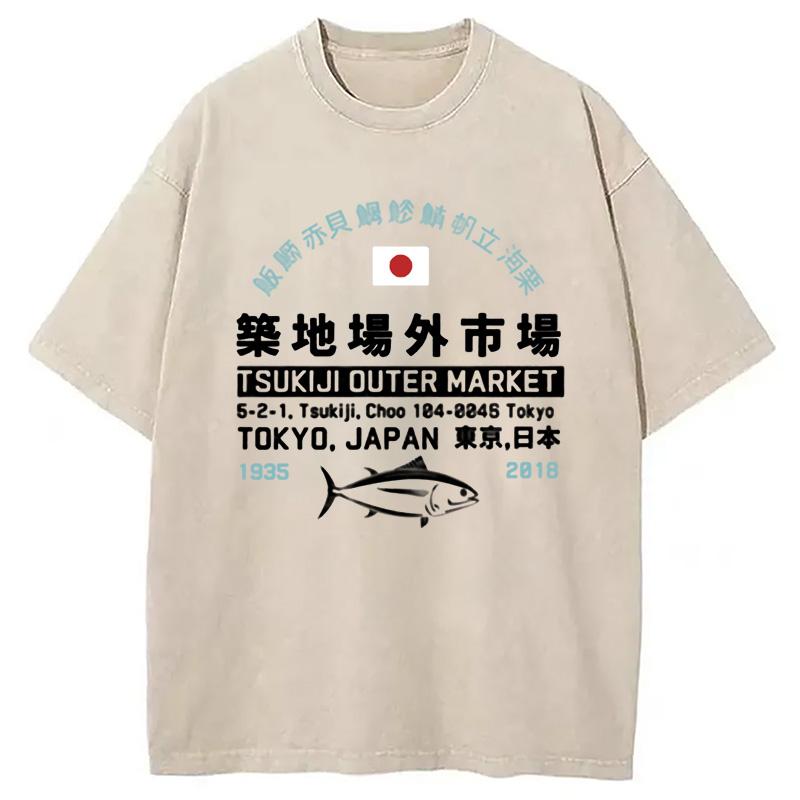 Modecanvas Tsukiji Outer Market Washed T-Shirt-modecanvas