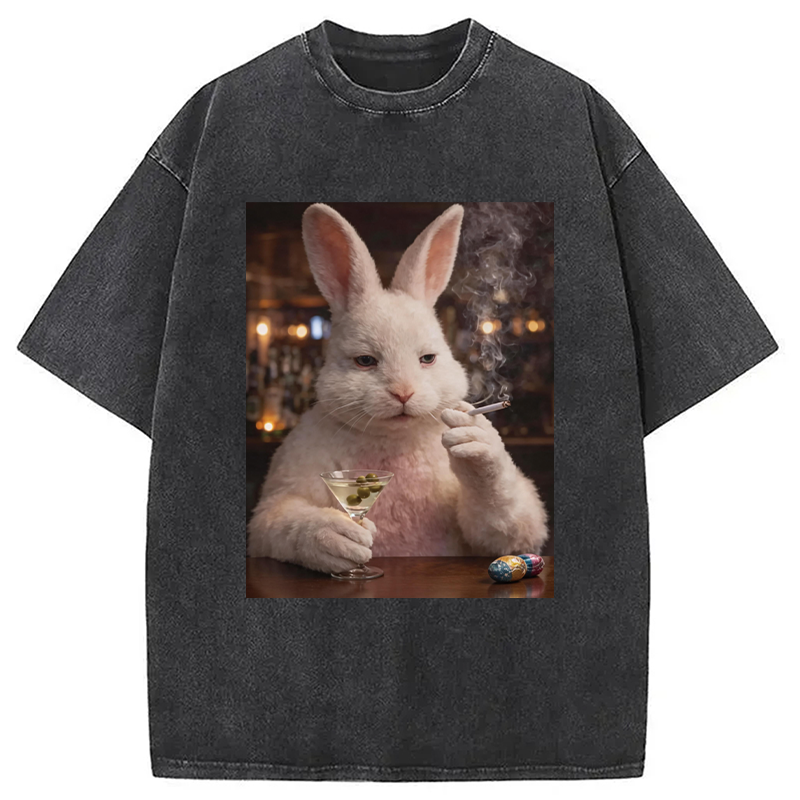 Modecanvas Unhinged Easter Bunny DTG Printing Washed T-Shirt