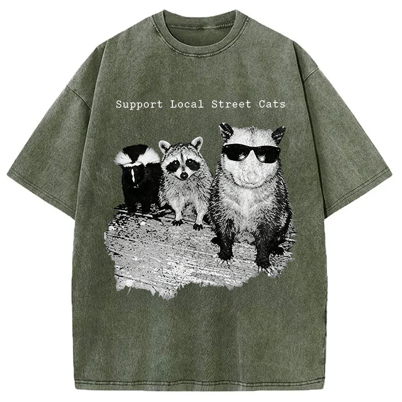 Modecanvas Support Local Street Cats DTG Printing Washed T-Shirt