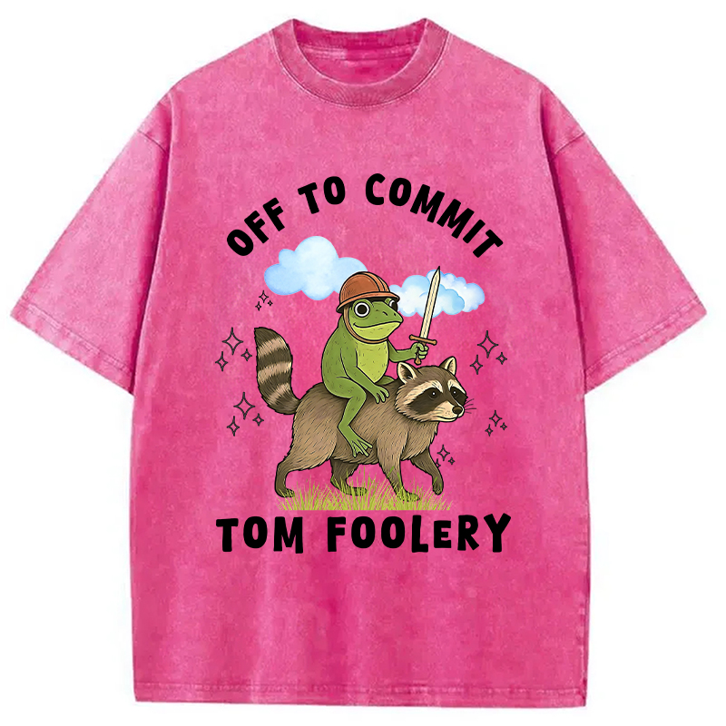 Modecanvas Funny Frog Raccoon Sarcastic Meme Washed T-Shirt