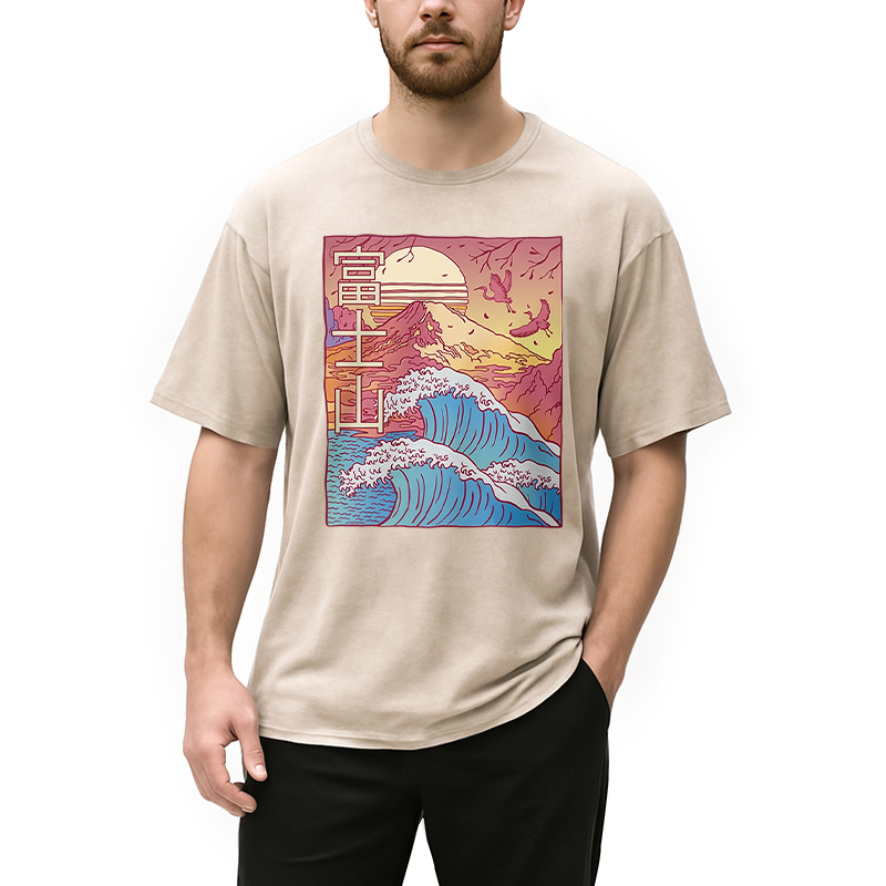 Modecanvas Japanese Fuji Wave Washed T-Shirt