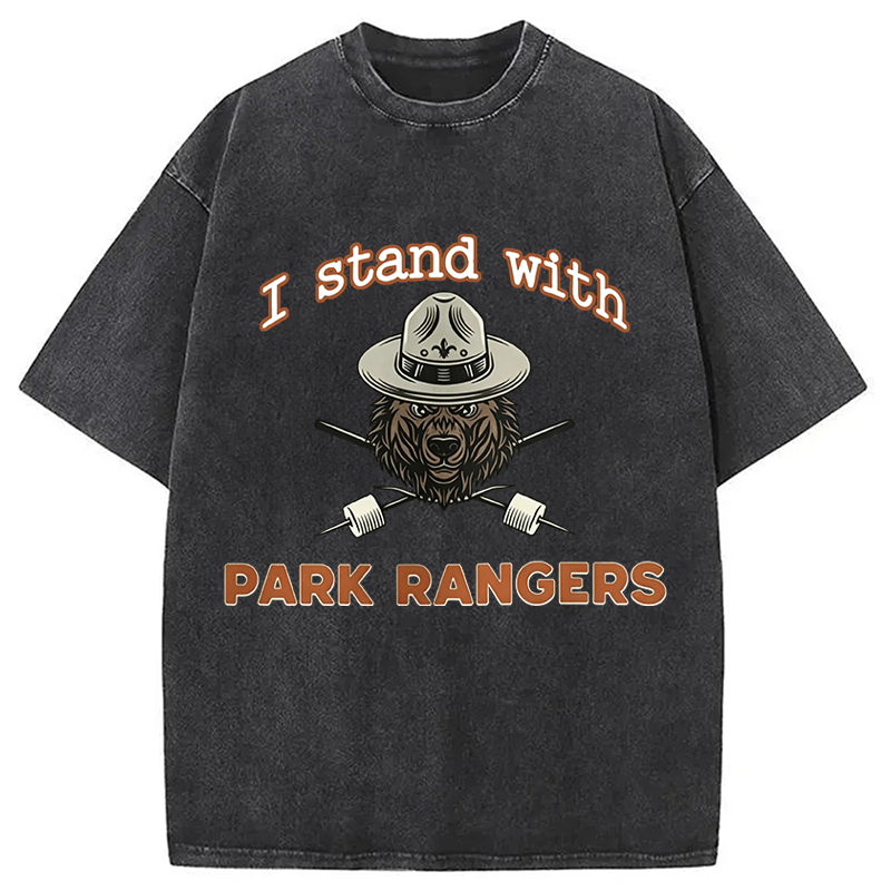 Modecanvas I Stand With Park Rangers DTG Printing Washed T-Shirt
