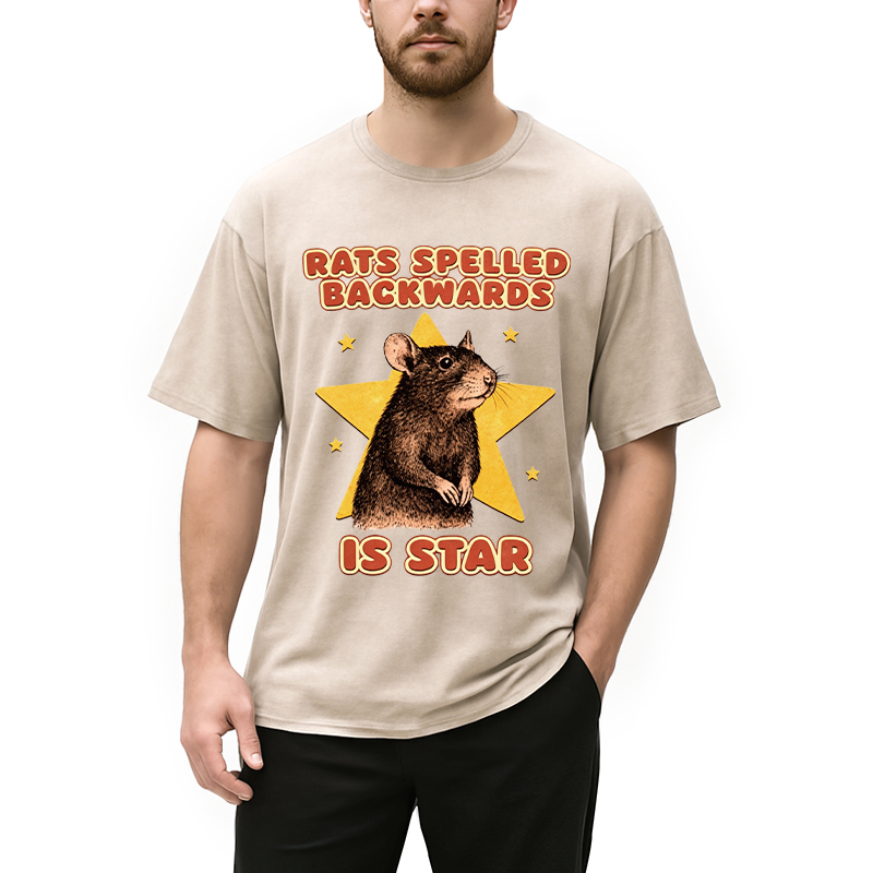 Modecanvas Rats Spelled Backwards Is Star DTG Printing Washed T-Shirt