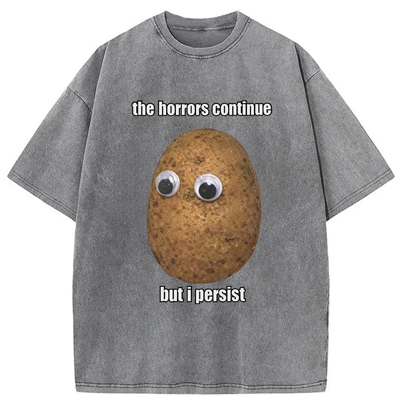 Modecanvas The Horrors Continue But I Persist DTG Printing Washed T-Shirt