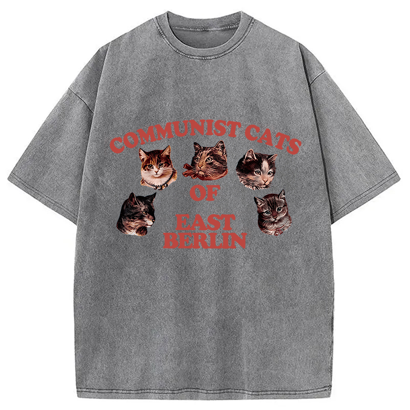 Modecanvas Communist Cats Of East Berlin DTG Printing Washed T-Shirt