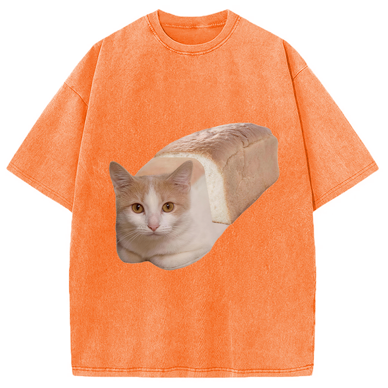 Modecanvas Cat Bread DTG Printing Washed T-Shirt