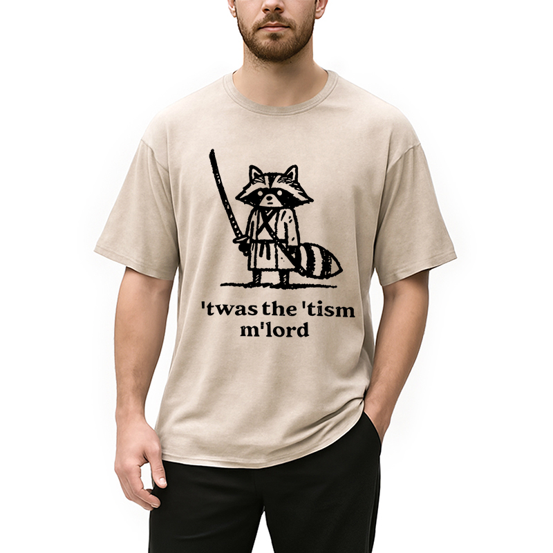 Modecanvas Focused Samurai Raccoon Washed T-Shirt