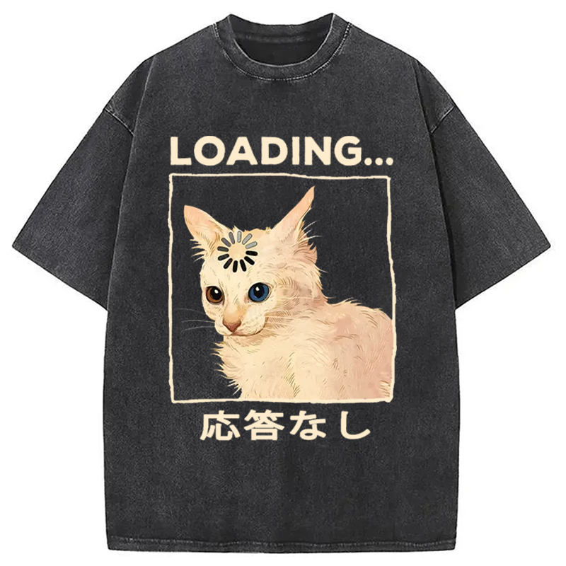 Modecanvas Funny Cat Loading Washed T-Shirt