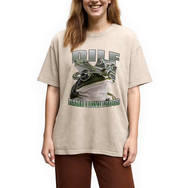 Modecanvas Damn I Love Frogs Washed T-Shirt