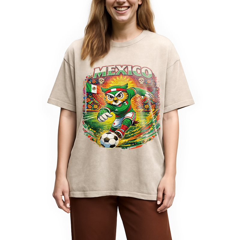 Modecanvas Mexico Soccer DTG Printing Washed T-Shirt