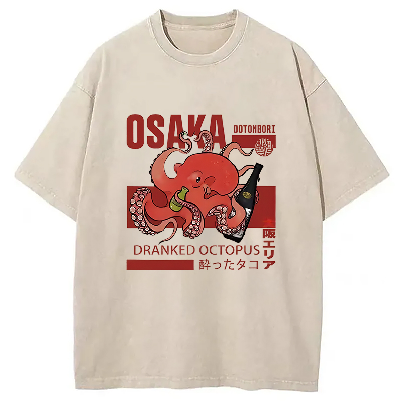 Modecanvas Osaka Cute Octopus Washed T-Shirt