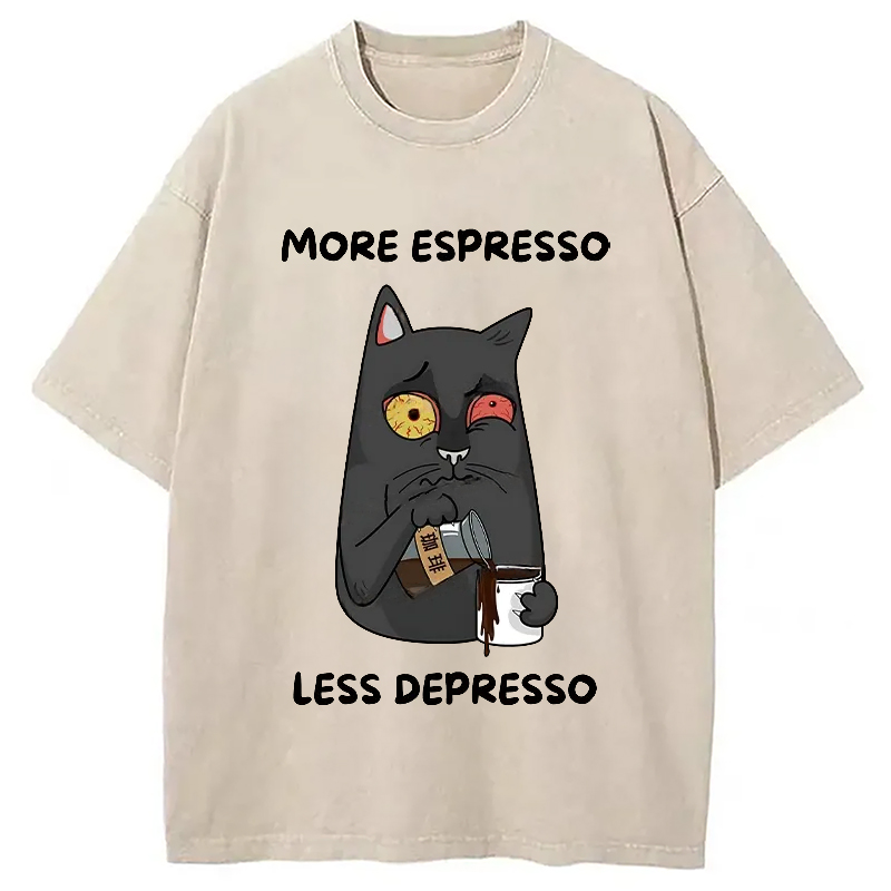 Modecanvas Japan More Espresso Less Depresso Washed T-Shirt