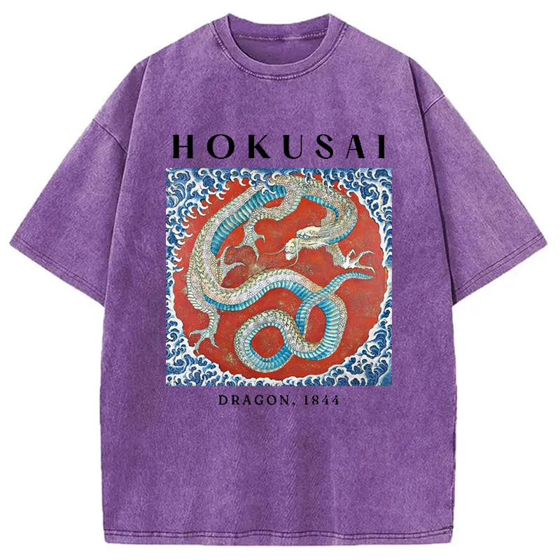 Modecanvas Hokusai Japanese Dragon Washed T-Shirt
