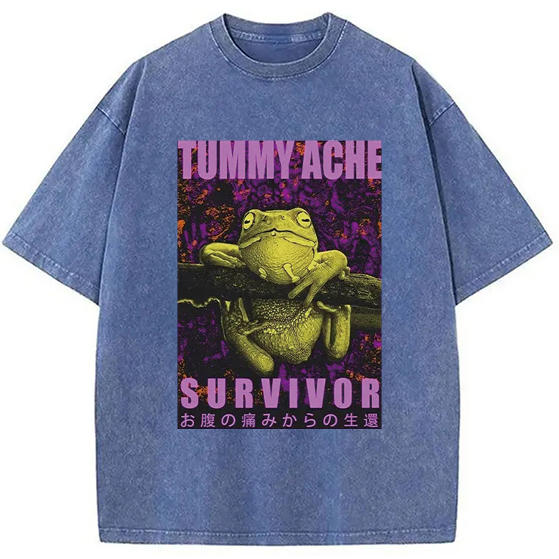Modecanvas A Frog With Stomachache Washed T-Shirt