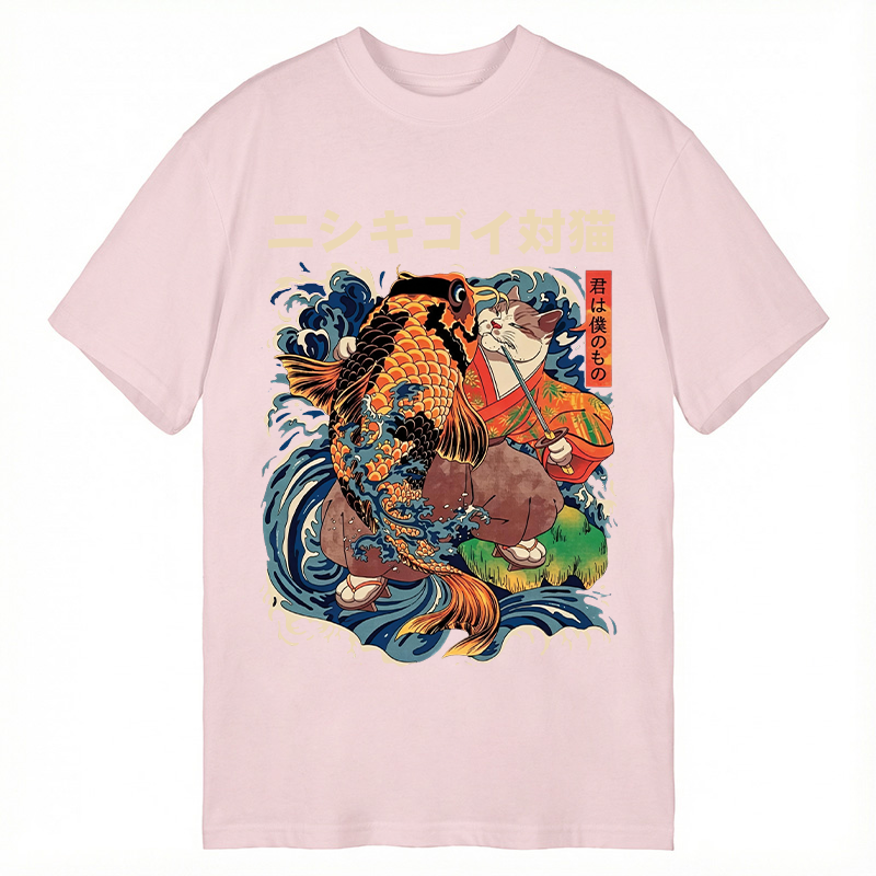 Modecanvas Koi vs. Cat DTG Printing Classic T-Shirt-modecanvas