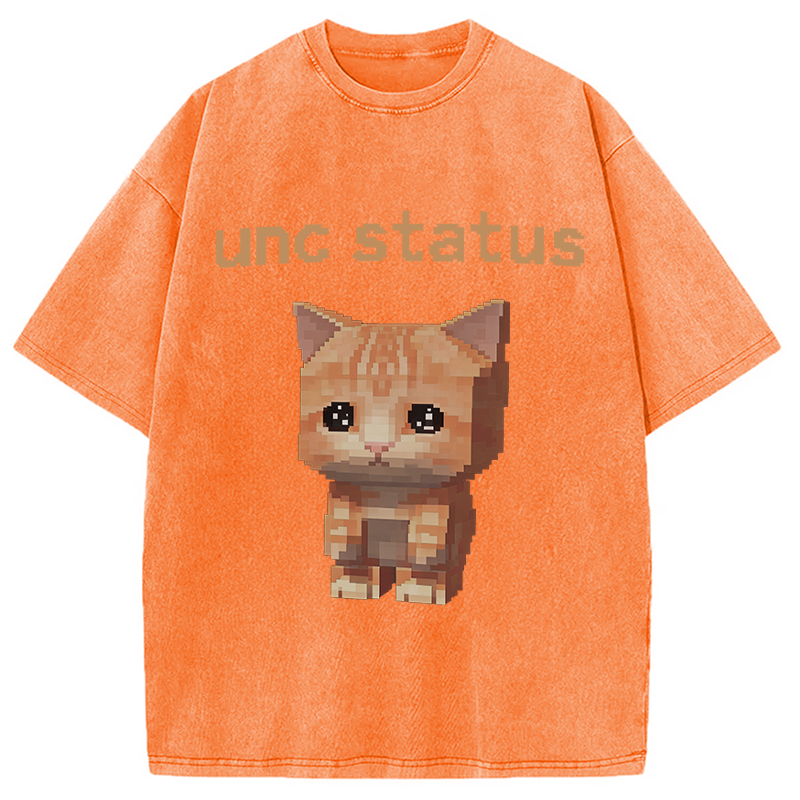 Modecanvas Unc Status Cat DTG Printing Washed T-Shirt-modecanvas