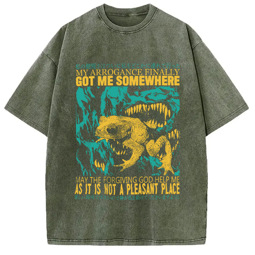Modecanvas My Arrogance Vintage Japanese Frog Washed T-Shirt