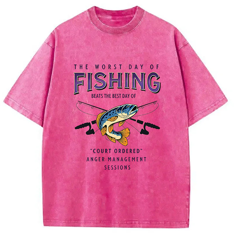 Modecanvas The Worst Day Of Fishing Beats DTG Printing Washed T-Shirt