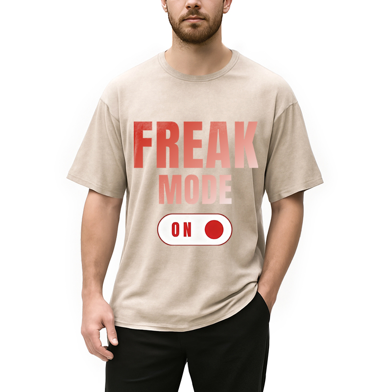 Modecanvas Freak Mode On DTG Printing Washed T-Shirt