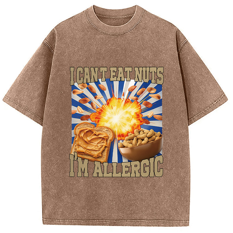 Modecanvas Allergy Nut Intolerance Washed T-Shirt