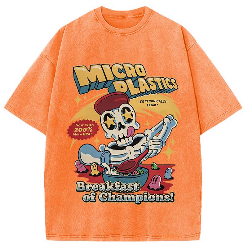 Modecanvas Microplastics Skeleton Meme DTG Printing Washed T-Shirt