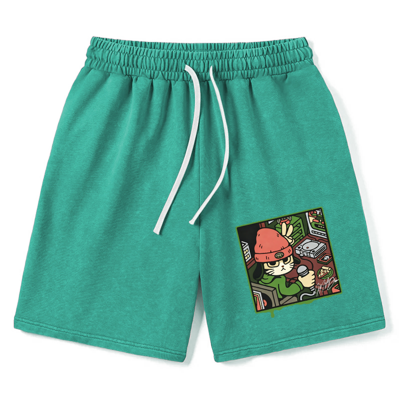 Modecanvas Rapper Cat Washed Short