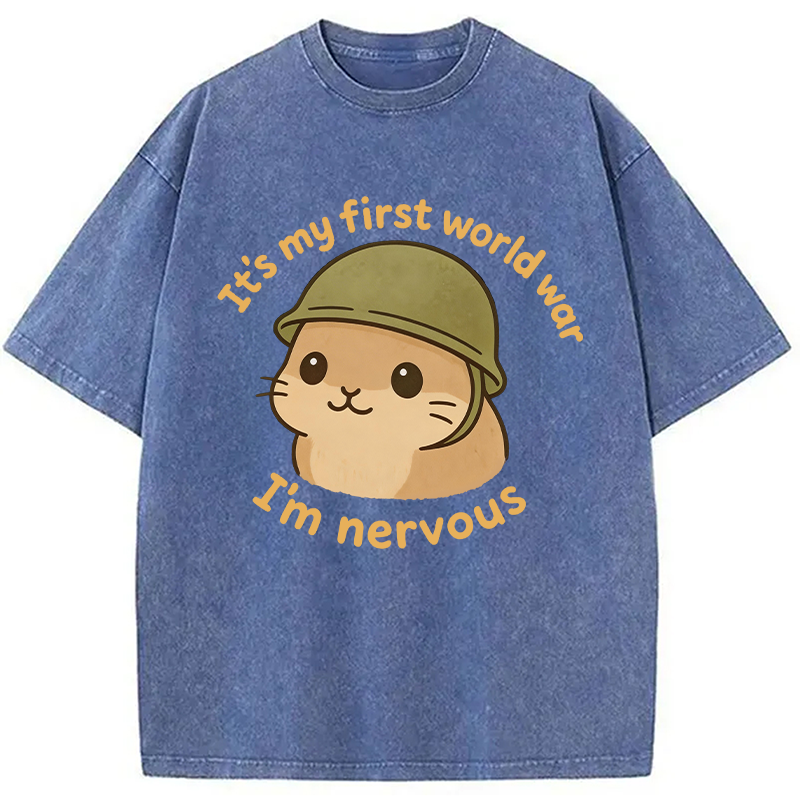 Modecanvas Nervous Hamster Meme DTG Printing Washed T-Shirt
