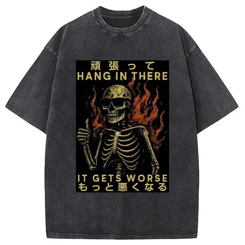 Modecanvas Skeletons Who Encourage Others DTG Printing Washed T-Shirt-modecanvas