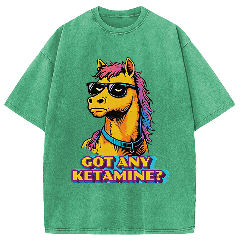 Modecanvas Got Any Ketamine Horse DTG Printing Washed T-Shirt
