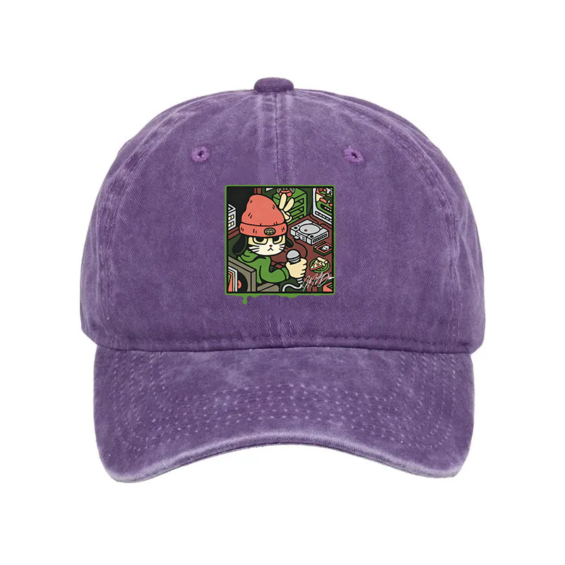 Modecanvas Rapper Cat Washed Cap-modecanvas