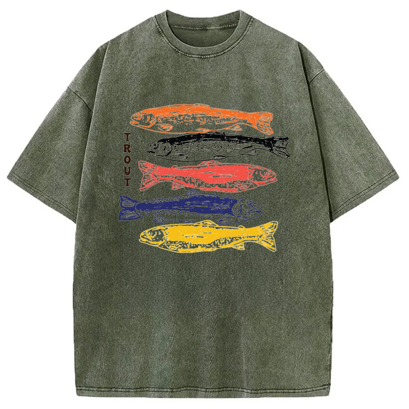 Modecanvas Japanese Trout Fish Washed T-Shirt