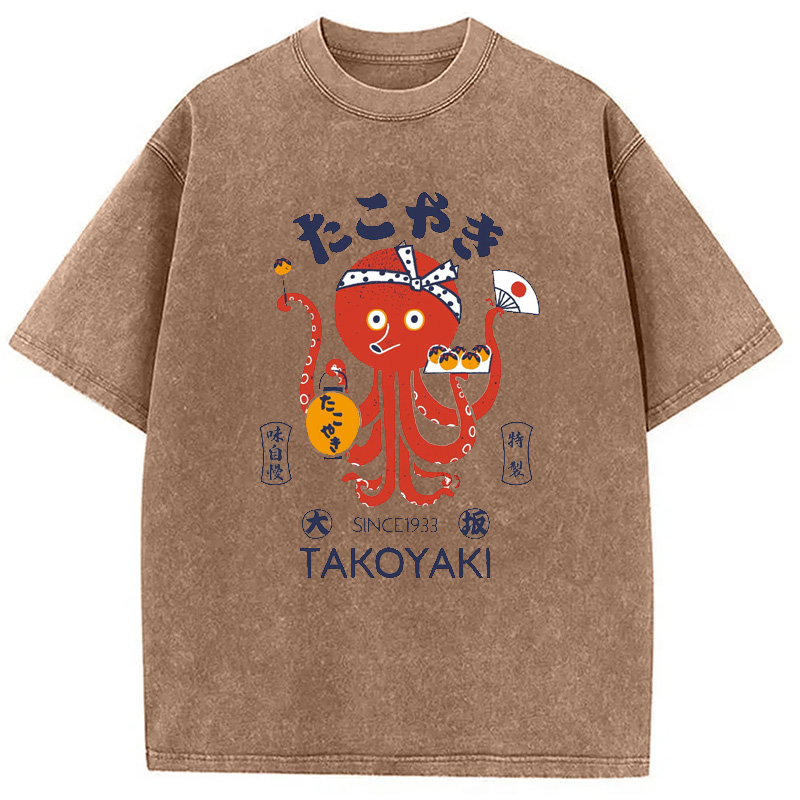 Modecanvas Tokoyaki Octopus Japanese Washed T-Shirt