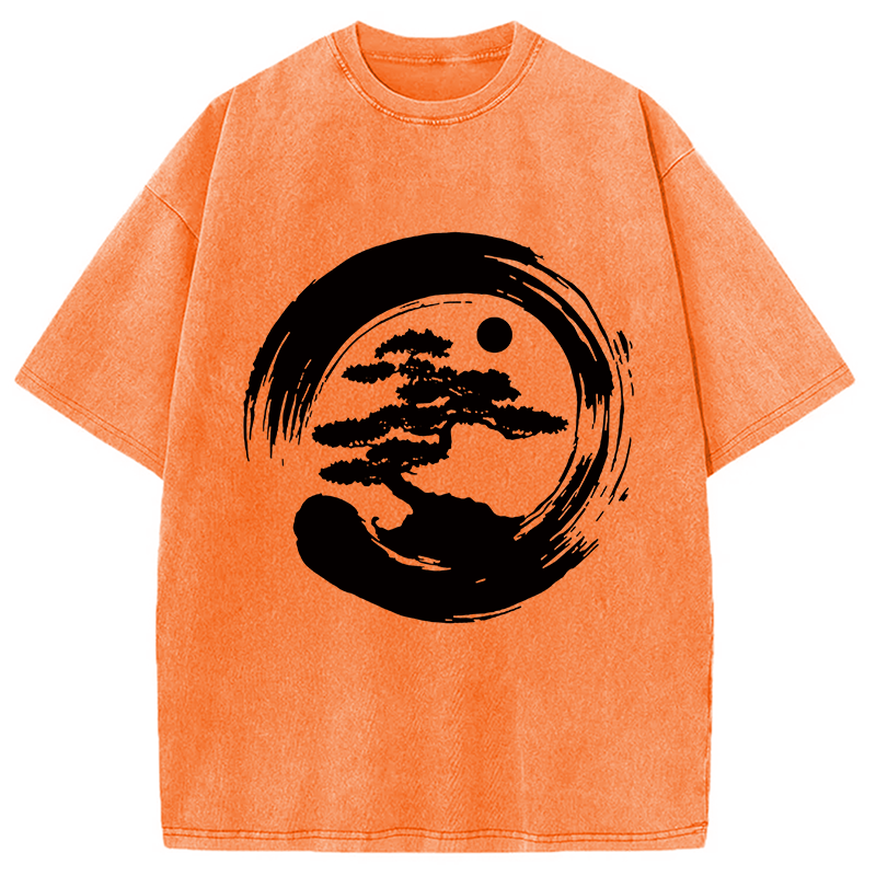 Modecanvas Zen Bonsai DTG Printing Washed T-Shirt