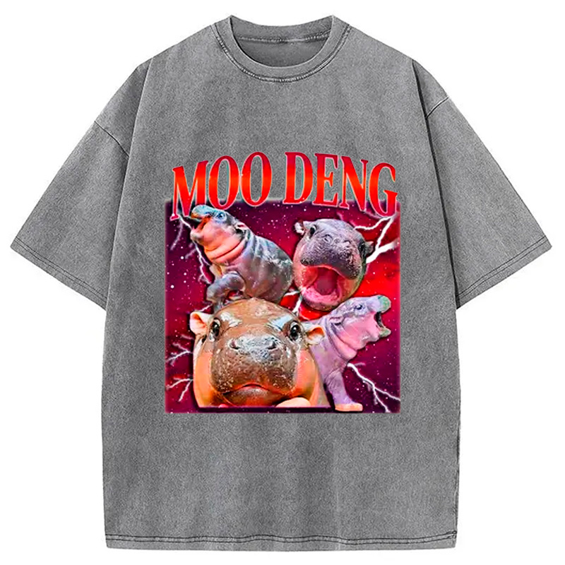 Modecanvas Moo Deng With The Moon Washed T-Shirt