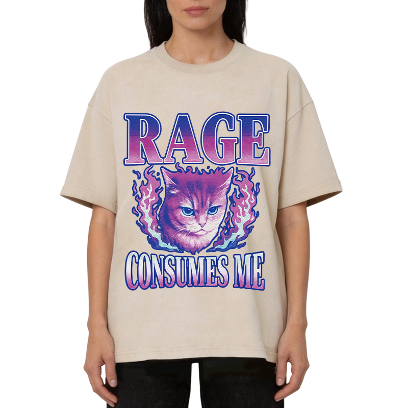 Modecanvas Rage Consumes Me DTG Printing Washed T-Shirt