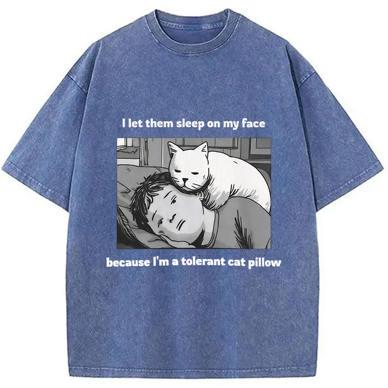 Modecanvas Funny Cat Servant DTG Printing Washed T-Shirt