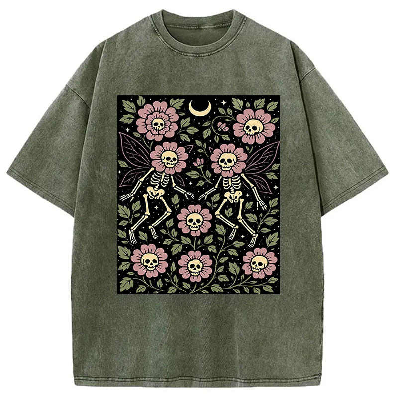 Modecanvas Skeleton Fairy Grunge Washed T-Shirt