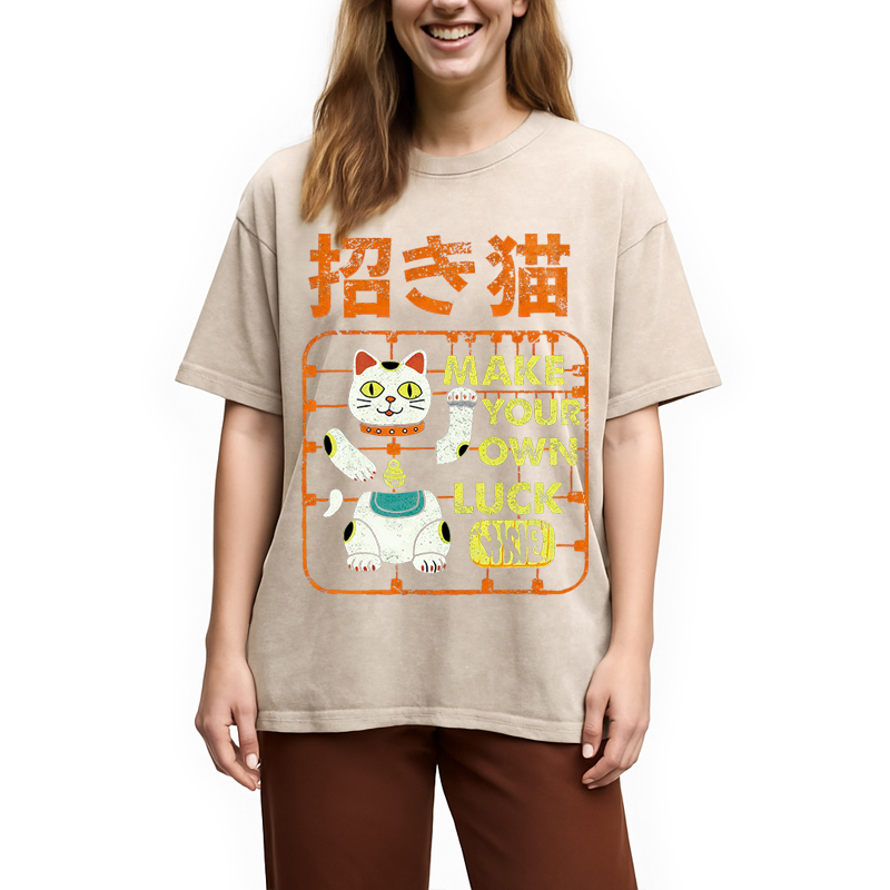 Modecanvas Make your own luck DTG Printing Washed T-Shirt