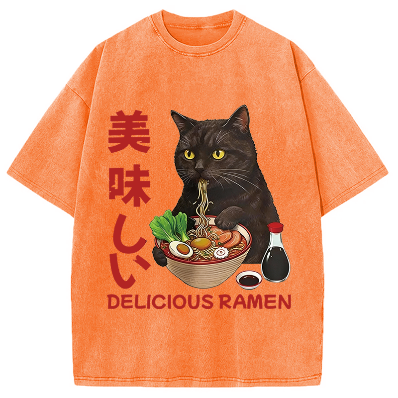 Modecanvas Delicious Ramen DTG Printing Washed T-Shirt
