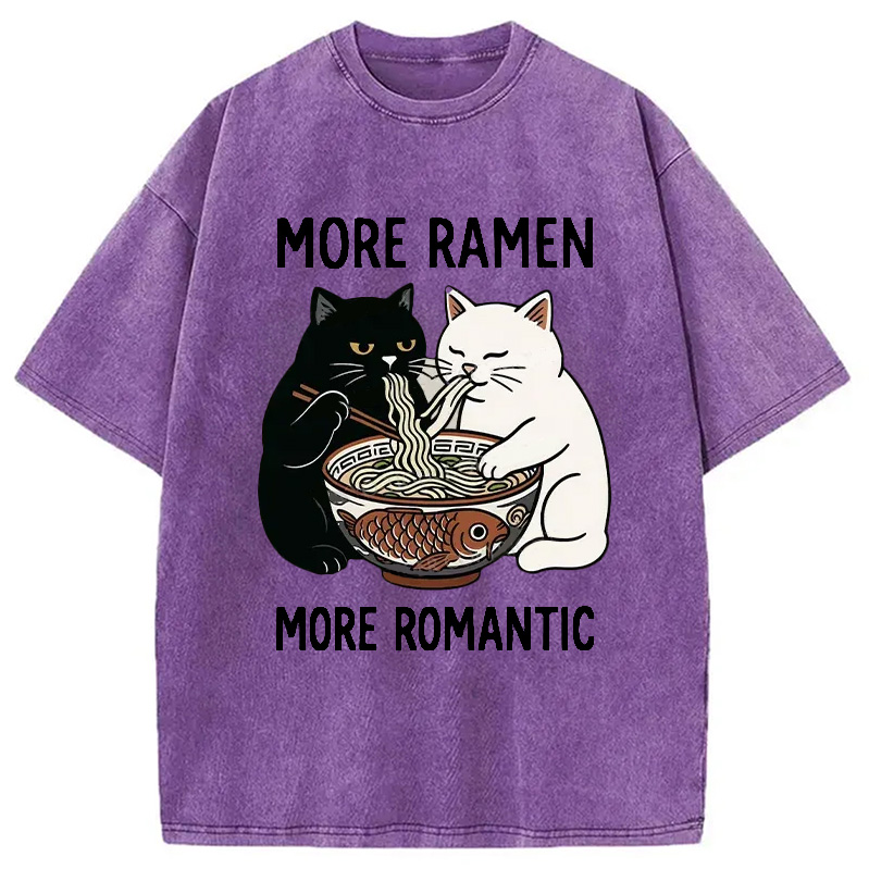 Modecanvas Two Cats Are Eating Ramen Washed T-Shirt