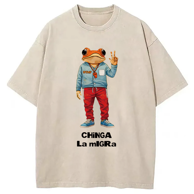 Modecanvas Out Frog Meme DTG Printing Washed T-Shirt