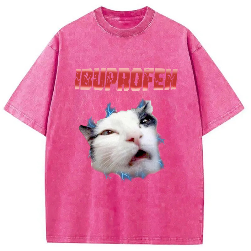 Modecanvas Ibuprofen Cat Meme Washed T-Shirt