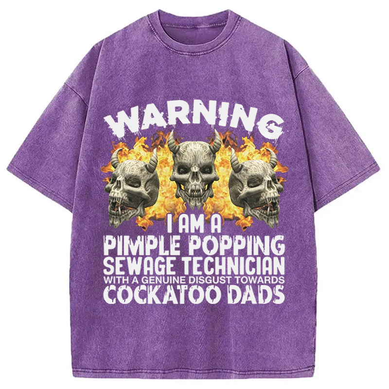 Modecanvas Pimple Popping Sewage Technician DTG Printing Washed T-Shirt