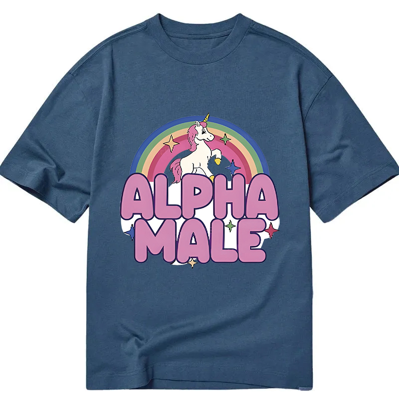 Modecanvas Rainbow Unicorn Alpha Male DTG Printing Classic T-Shirt-modecanvas